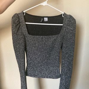 H&M gray glitter fancy night out top, Size XS